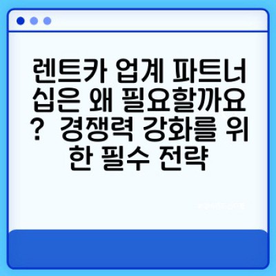 렌트카 업계 파트너십 구축: 서비스 확장과 비용 절감을 위한 완벽 가이드