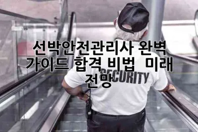 선박안전관리사 완벽 가이드: 합격 비법 & 미래 전망 🚢